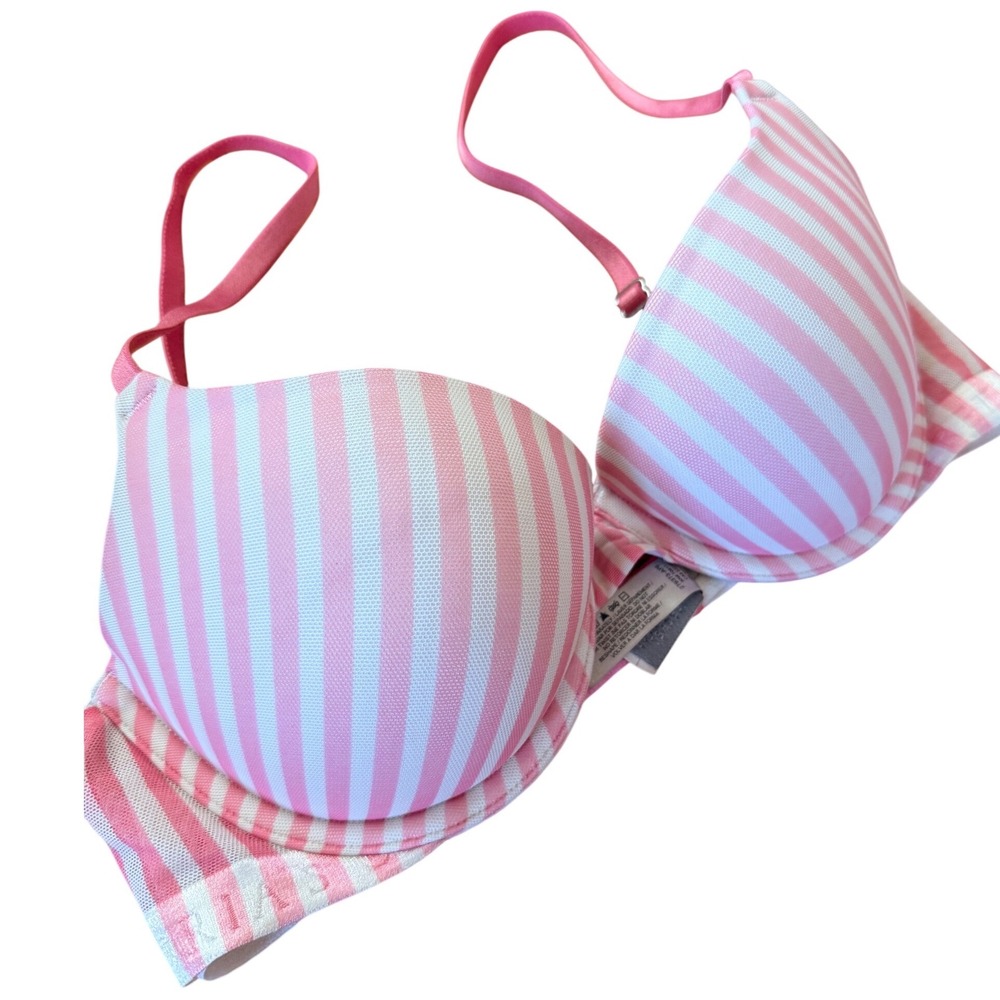 Y2K 2000s style Victoria's Secret‎ Pink White Stripe bra